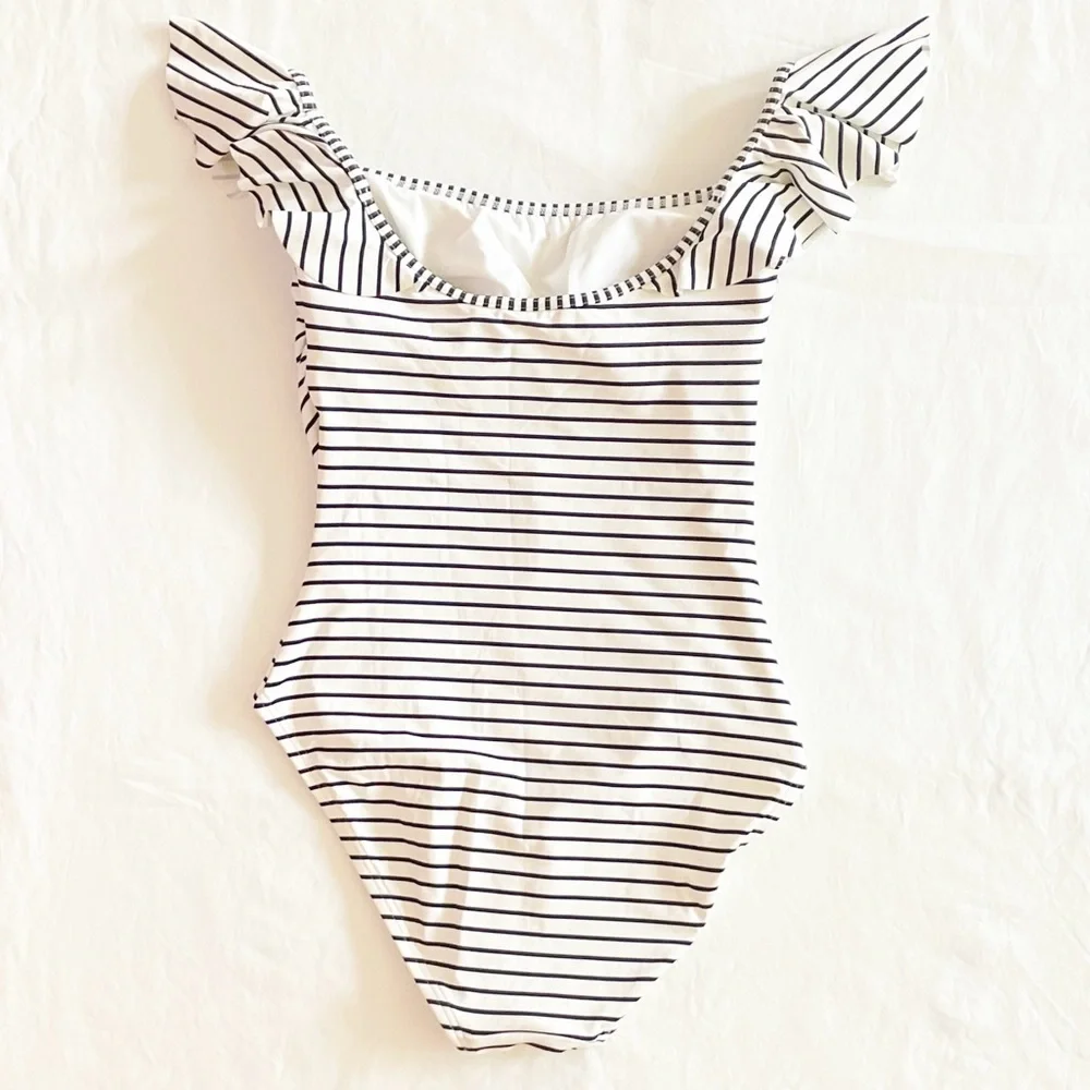Vince Camino black and white‎ striped off-shoulder one piece swimsuit - Picture 5 of 12